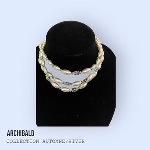 Vintage Costume Jewelry, Chunky Faux Mother of Pearl Necklace and beads